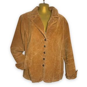 Live A Little Vtg oversized Chestnut Suede Snap front Jacket pockets & cuffs XL
